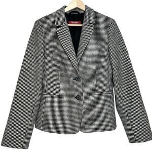 MaxMara Wool Angora Houndstooth Blazer Jacket | Black‎ White | SZ 10
